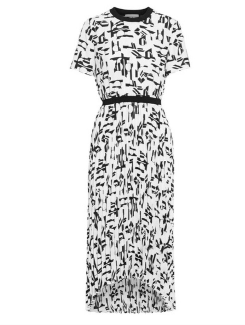 Maje BLACK/WHITE Women's Rosyla Abstract Print MIDI Dress Sz 36 New with Tags